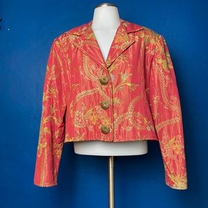 Vintage Painted Pony Small Cropped Jacket Embroidered Fully Lined Red